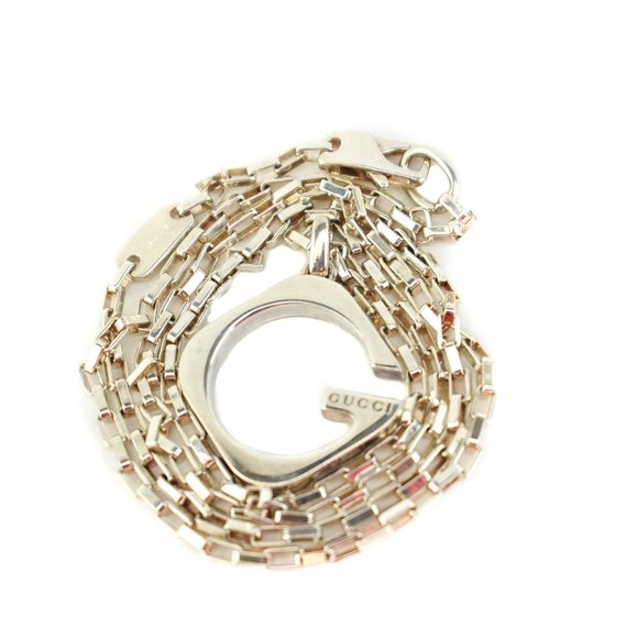 GUCCI: Sterling Silver G Pendant Logo Necklace - Picture 8 of 8